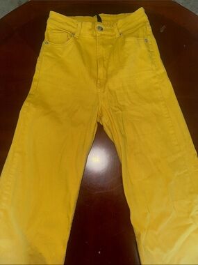 H&M Mustard Yellow Wide Leg Jeans